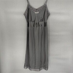 Vintage Barbizon Black Lace Trim Slip Dress Petite M/L 1940s-1950s Chemise